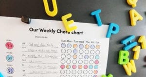 chore chart on refrigerator